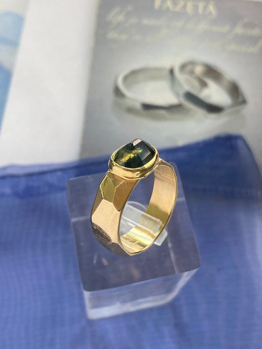 FAZETA 18K Gold Ring with Natural 2.5 ct Sapphire - Size 6