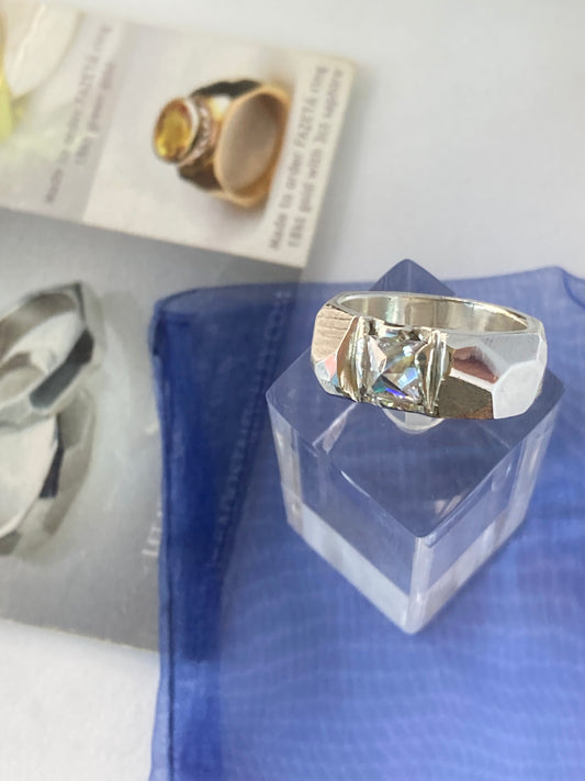 FAZETA Princes cut Zirconia Sterling Silver Ring - Size 9