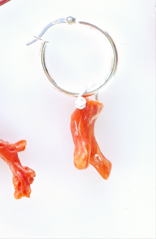 Small Red Coral Hoop