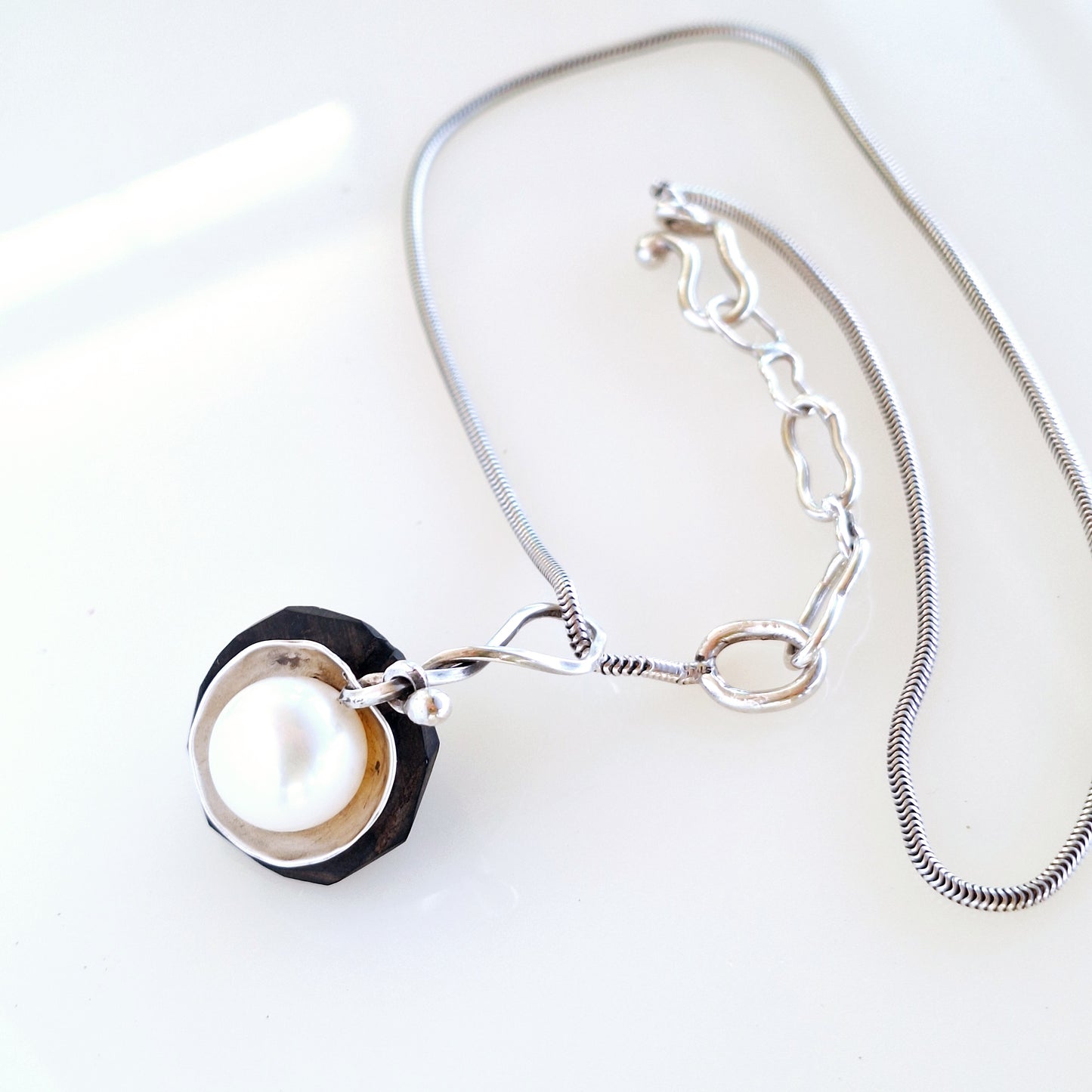 Pearl & Corozo pendant
